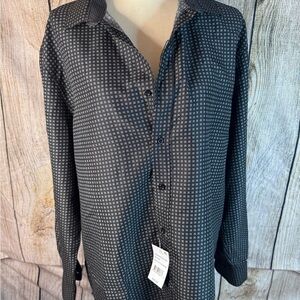 Men's Black Patterned Dress Shirt - Classic Button-Up